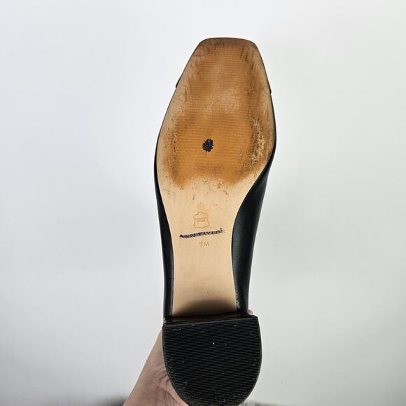 Ann Taylor Black Leather Ankle Boots Size 7M Square Toe Block Heel Back Zip Chic - Picture 10 of 13